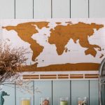 Wall Panels - World Map Over a Dresser with Decorations